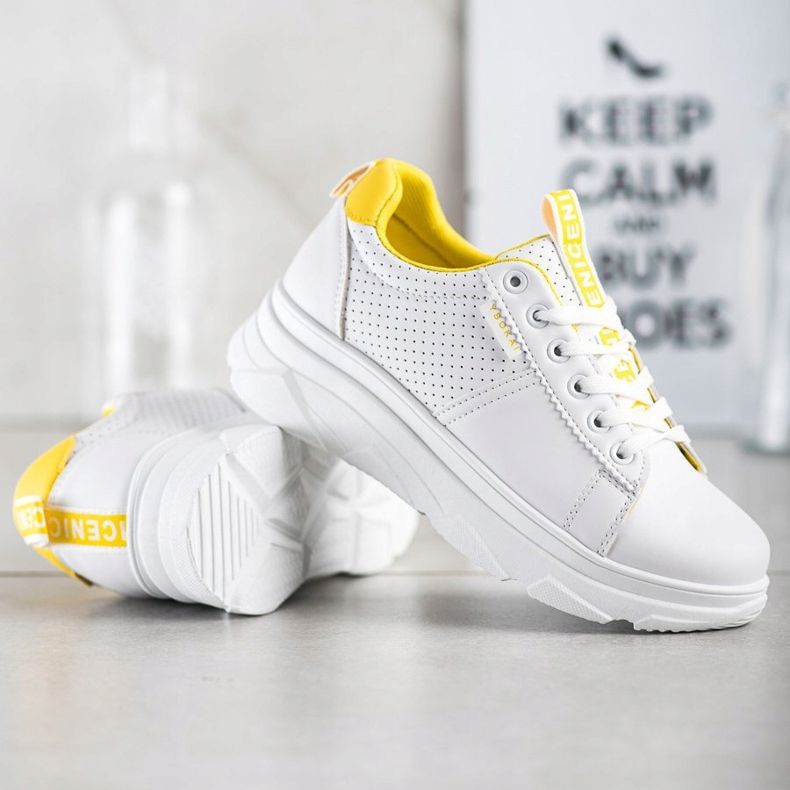 SHELOVET Sneakers Na Bielej Platforme Nice vit gul 1