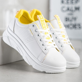 SHELOVET Sneakers Na Bielej Platforme Nice vit gul 2