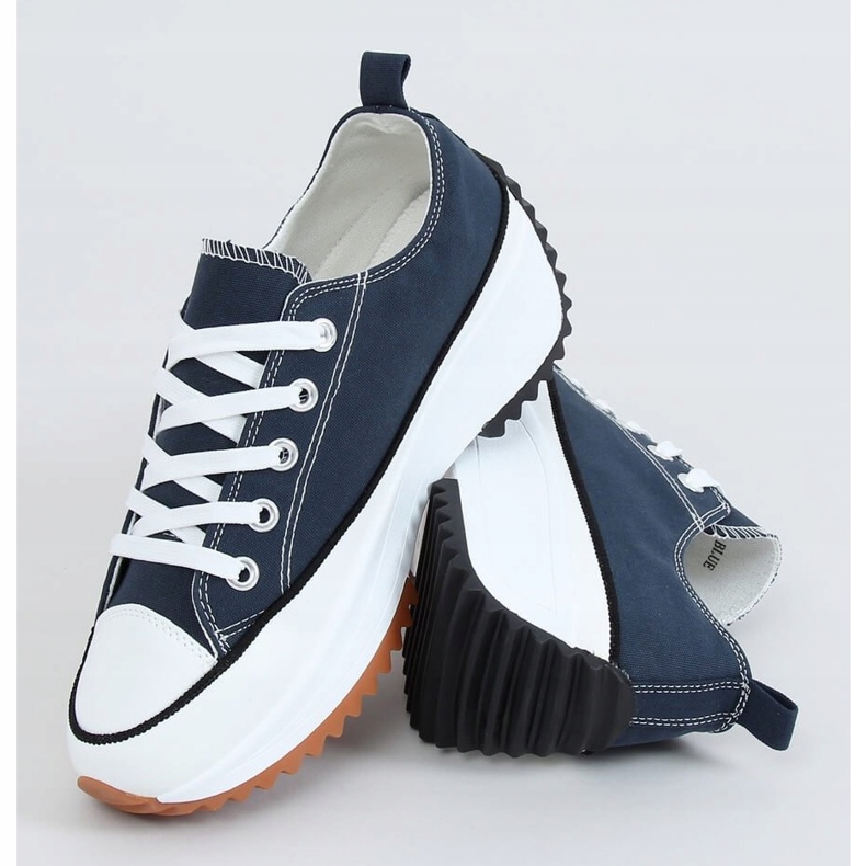 Designer sneakers med marinblå VL137P D.BLUE sula 1