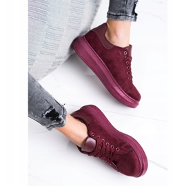 SHELOVET Mocka sneakers på plattformen röd 2