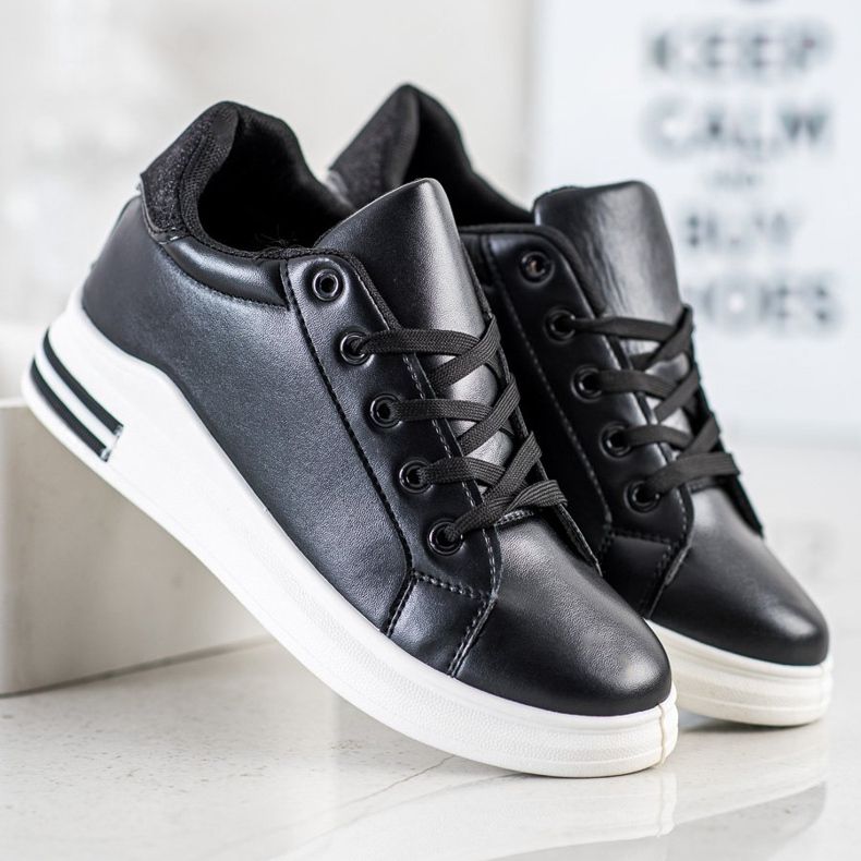 Diamantique Wedge Sneakers Med Glitter svart 1