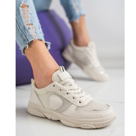 Ideal Shoes Beige sneakers med mesh 1