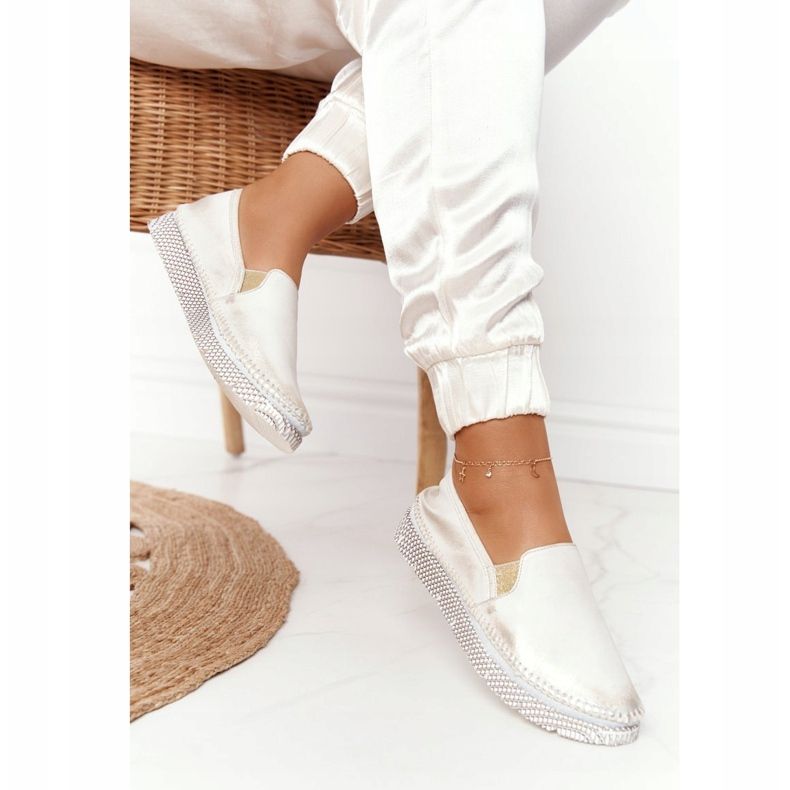 Kvinnors Brogues Maciejka Läder Slip-on Guld 03512-25 gyllene 1