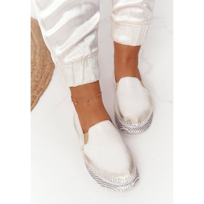 Kvinnors Brogues Maciejka Läder Slip-on Guld 03512-25 gyllene 2