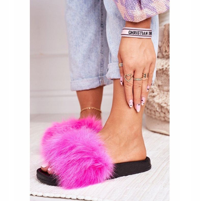 PS1 Tofflor för kvinnor med päls Belmondo fuchsia rosa 1