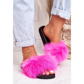 PS1 Tofflor för kvinnor med päls Belmondo fuchsia rosa 2