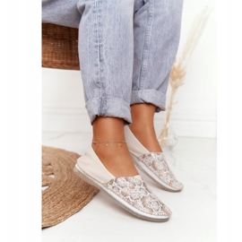 Kvinnors läder Maciejka Ballerinas Beige-Gold 01930-81 gyllene 2