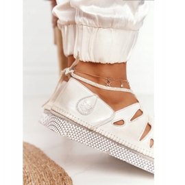 Kvinnors läderskor Maciejka Beige-Gold 04449-25 gyllene 1