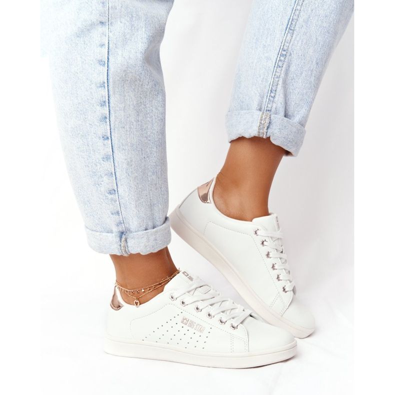 Damskor i läder Big Star DD274583 Vit-koppar gyllene 1