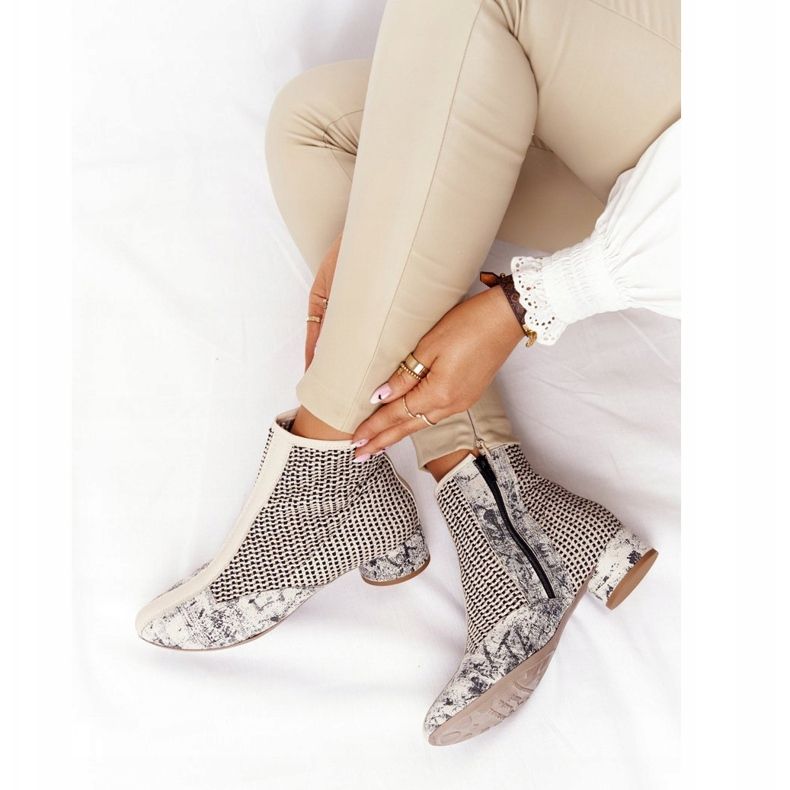 Stövlar med flätad klack Maciejka 04937-03 Grå beige 2