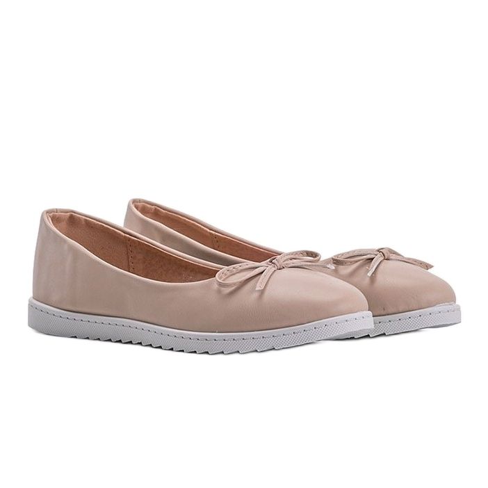 Beige ballerina för damer med en Bridget rosett 1