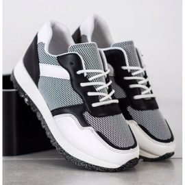 Bestelle Sneakers med glitterplattform vit svart 2