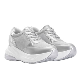 Silver sneakers med en tjock Amy sula silver- 1