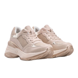 Gyllene sneakers med en tjock Lydia -sula beige 1