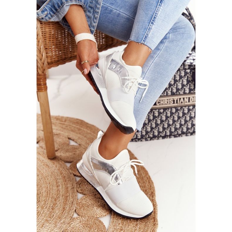 FB2 Kvinnors sportskor Sneakers Vit och Silver Netta 1