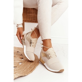 FB2 Kvinnors sportskor Sneakers Beige och guld Netta gyllene 2