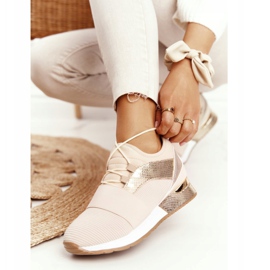 FB2 Kvinnors sportskor Sneakers Beige och guld Netta gyllene 1