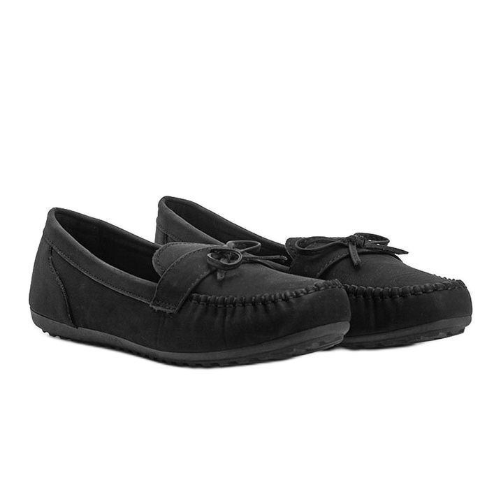 Svarta matta loafers med Deborah -rosett 1