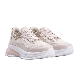 Beige sneakers med tjock Kristen -sula 1
