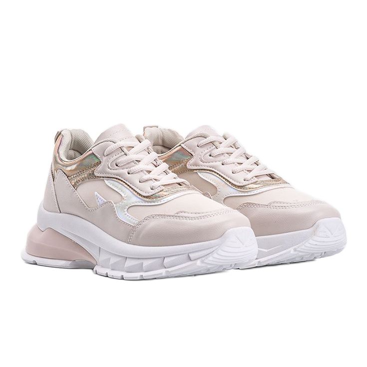 Beige sneakers med tjock Kristen -sula 1