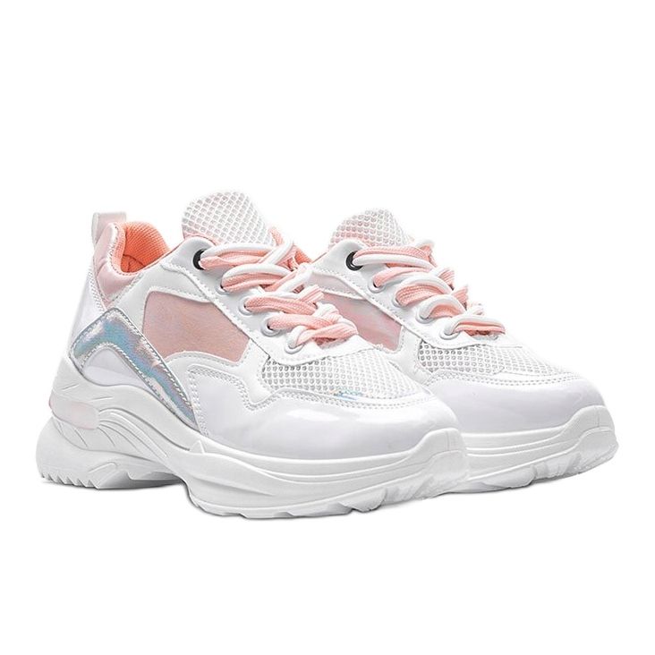 Vita sneakers med holografiska skär Karlie rosa 1