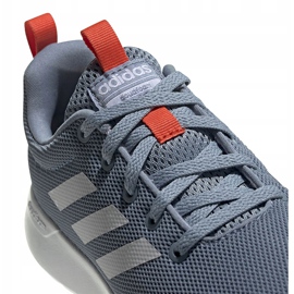 Grå Adidas Lite Racer Cln K löparskor FV9607 vit blå orange 3