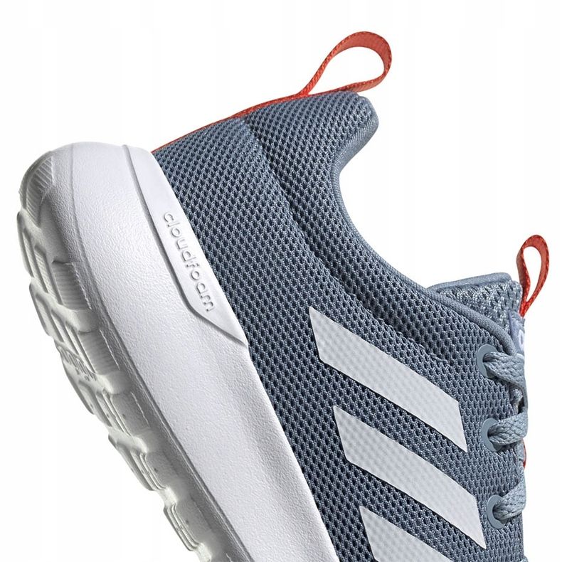 Grå Adidas Lite Racer Cln K löparskor FV9607 vit blå orange 4