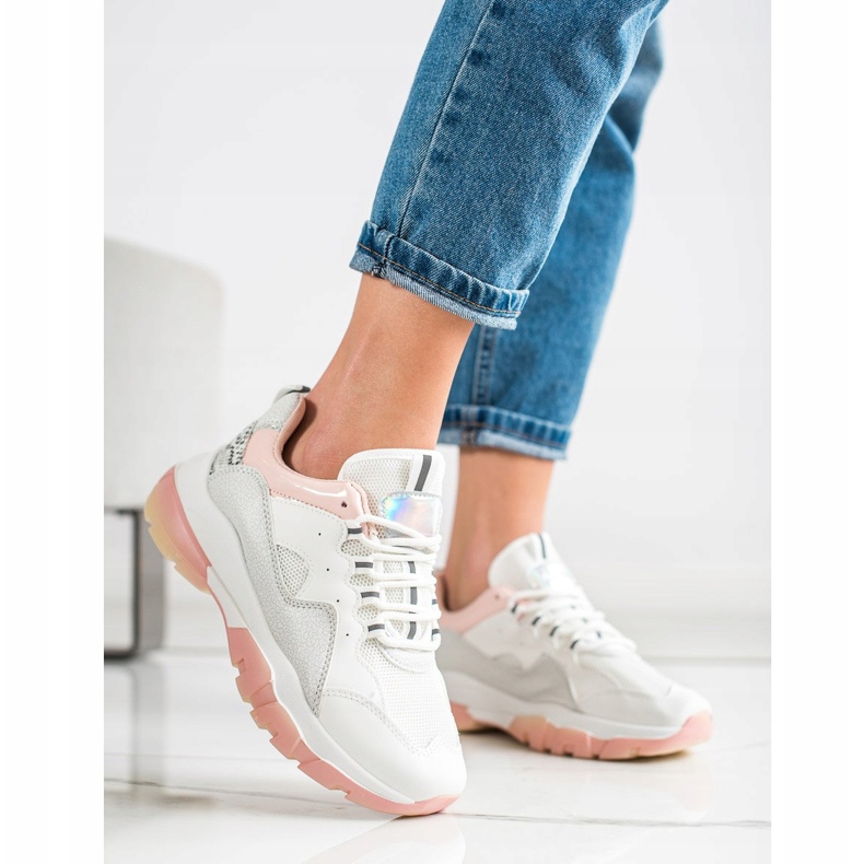 Ideal Shoes Sneakers på den rosa plattformen vit 1
