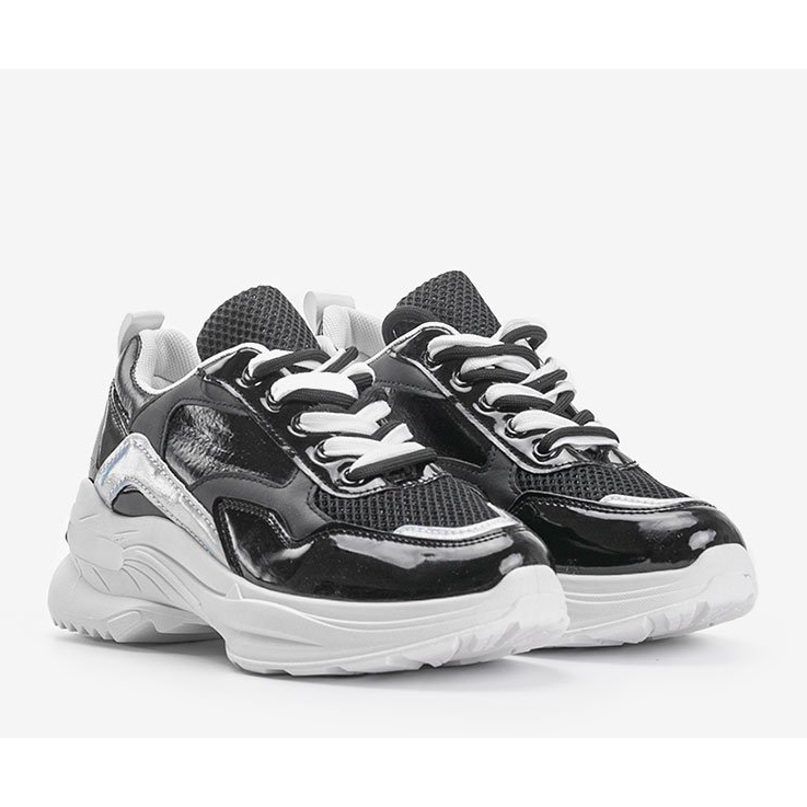 Svarta sneakers med holografiska skär Karlie 1