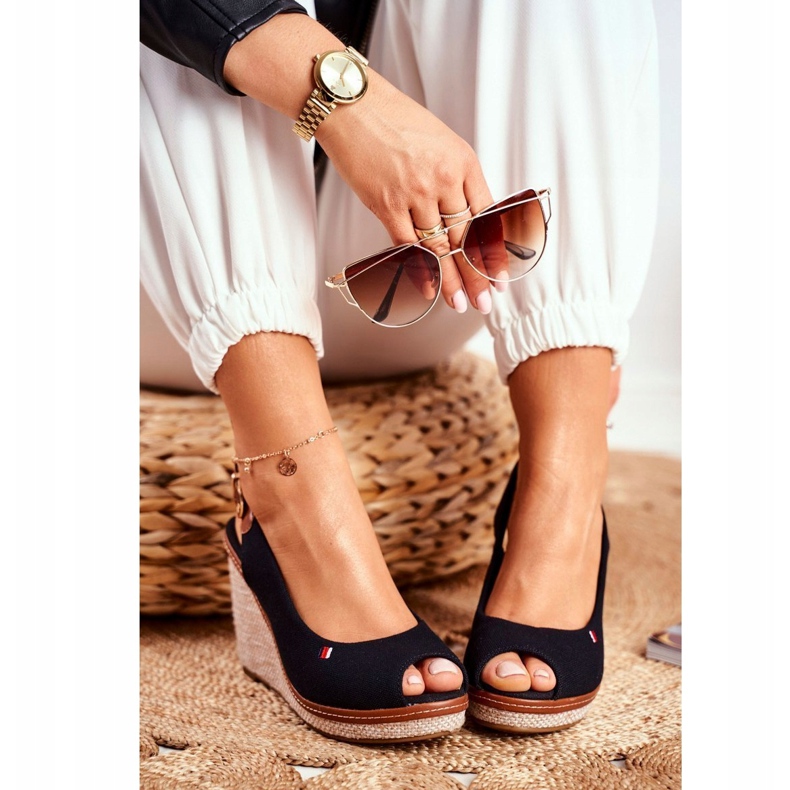 PS1 Tommy Black Flätade Wedge Sandaler brun svart 1