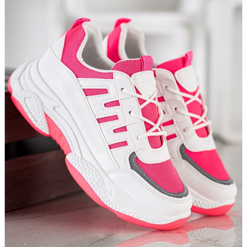 SHELOVET Bekväma sneakers med mesh BH-001RO vit rosa 3