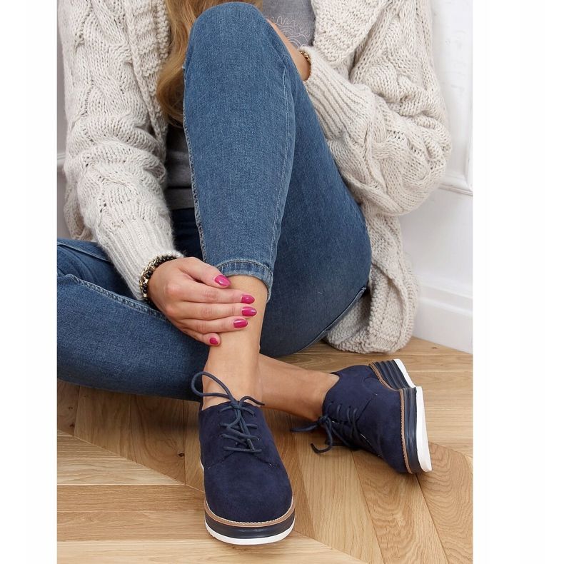 Loafers för kvinnor med snörning marinblå 8988-45 Blå 1