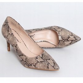 Kvinnors höga klackar ormskinn beige CD61P Khaki kaki 1