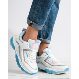 Ideal Shoes Sneakers med glitterinsats vit mångfärgad 2