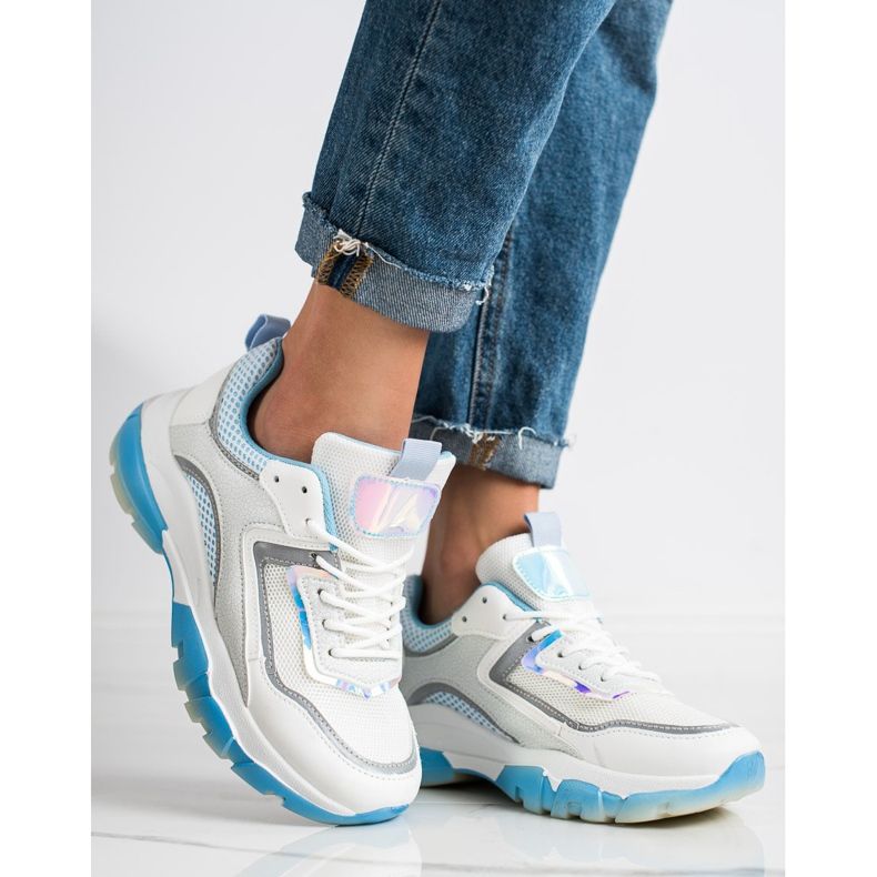 Ideal Shoes Sneakers med glitterinsats vit mångfärgad 2