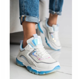 Ideal Shoes Sneakers med glitterinsats vit mångfärgad 1