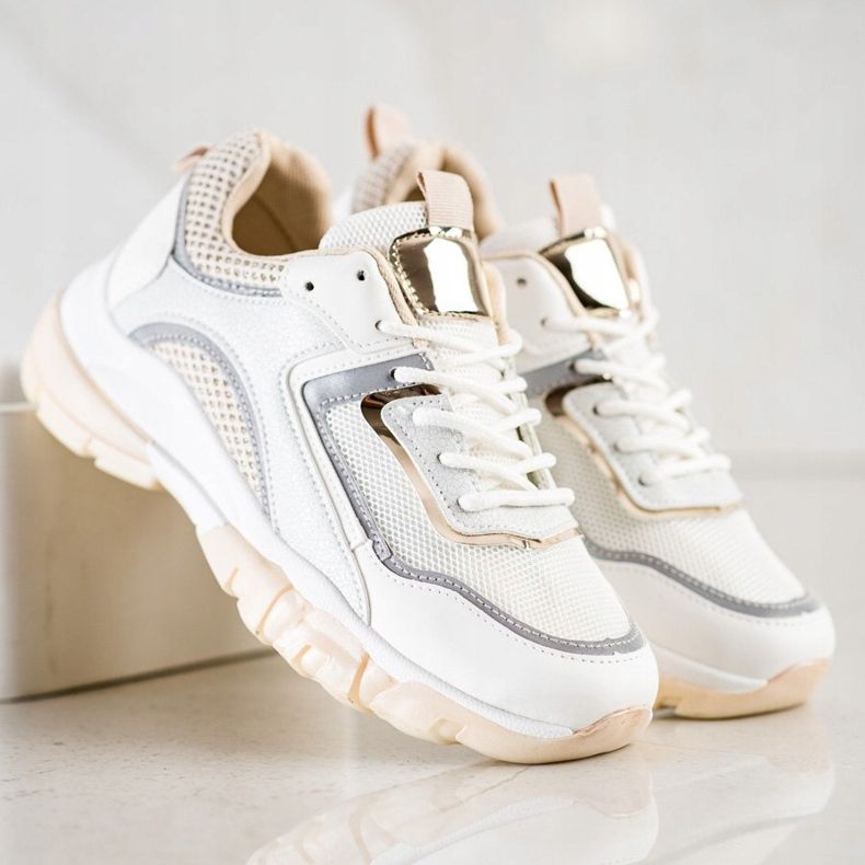 Ideal Shoes Sneakers med glitterinsats vit mångfärgad 2