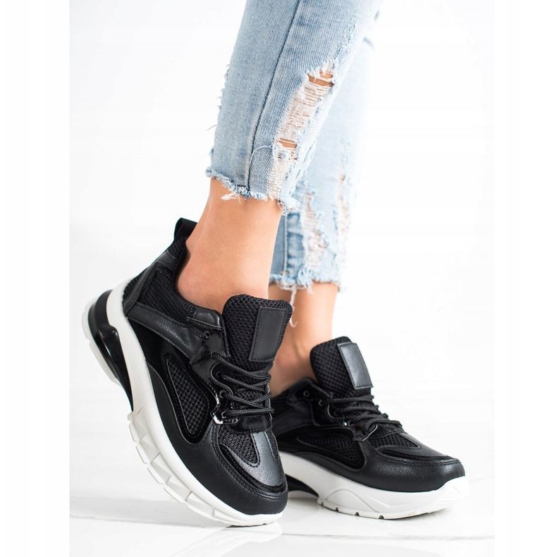 SHELOVET Svarta sneakers på plattformen 2