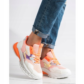 SHELOVET Trendiga sneakers 70303 vit orange 1