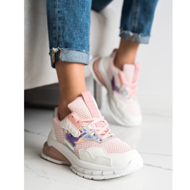 SHELOVET Trendiga sneakers vit rosa 1