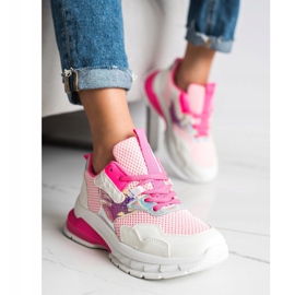 SHELOVET Trendiga sneakers vit rosa 2