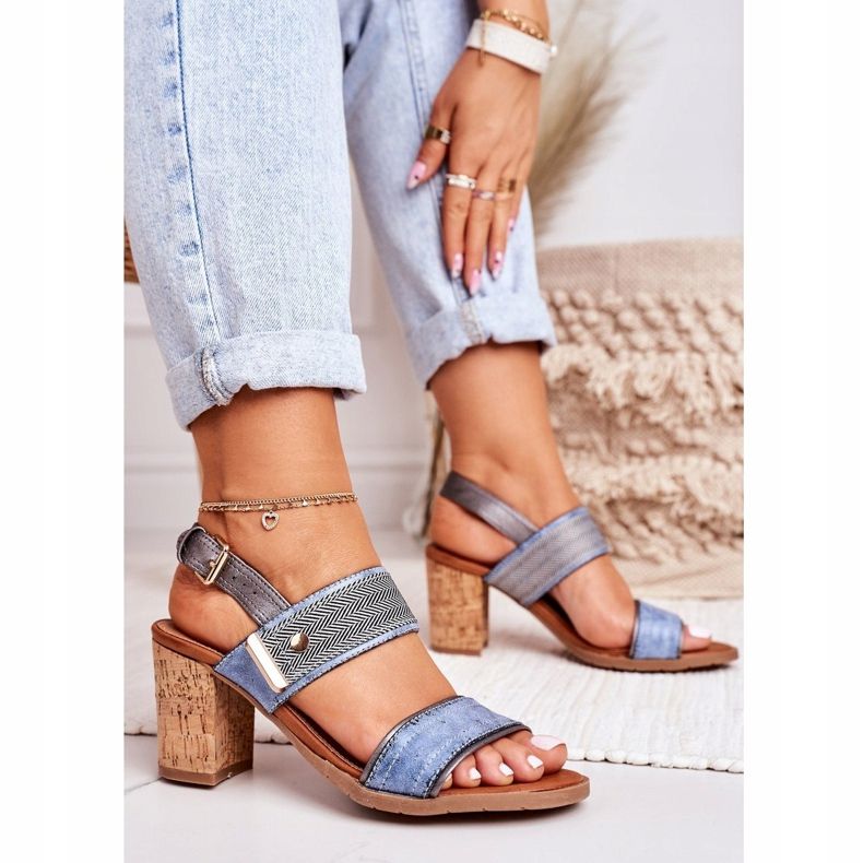 EVE Emma Blue Sandals On A Cork Bar brun blå 1