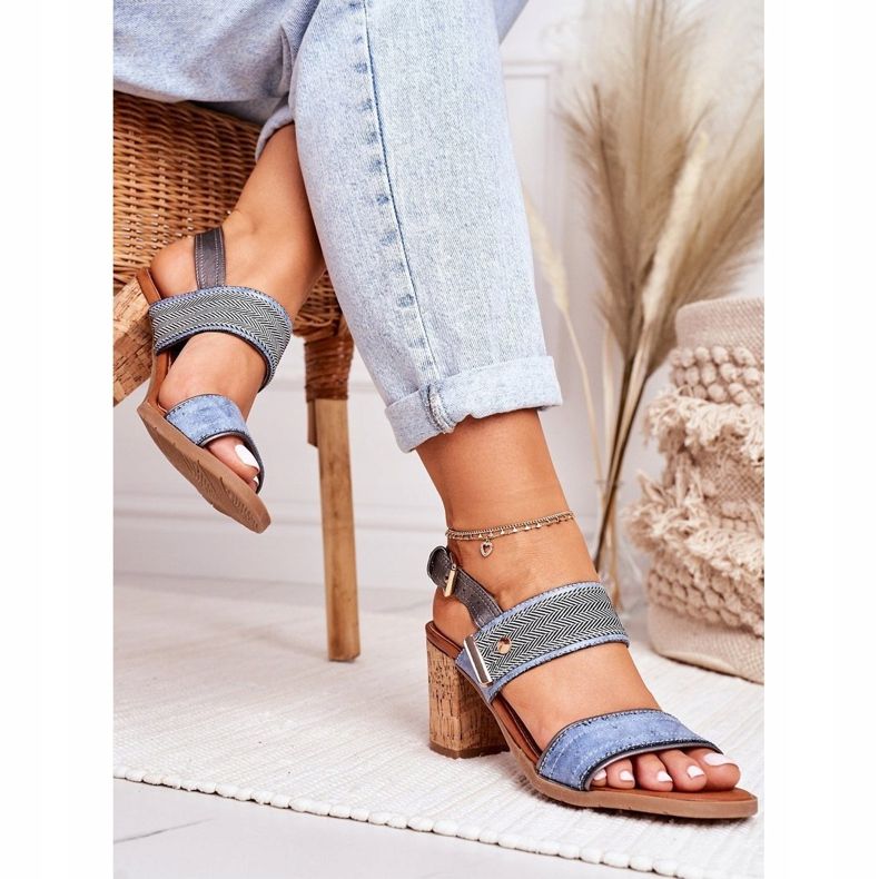 EVE Emma Blue Sandals On A Cork Bar brun blå 2