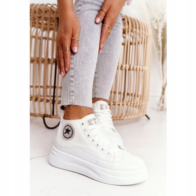 Kvinnors höga sneakers på plattformen Vit trevlig tjej 2