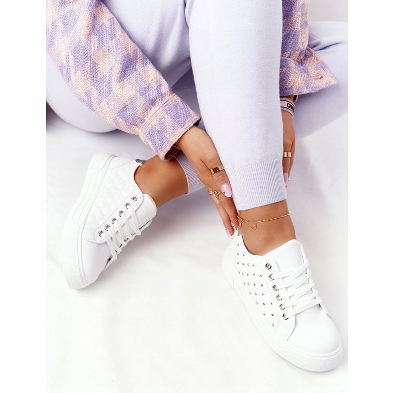 PS1 Damskor med Quiltning i vitt-silver 1