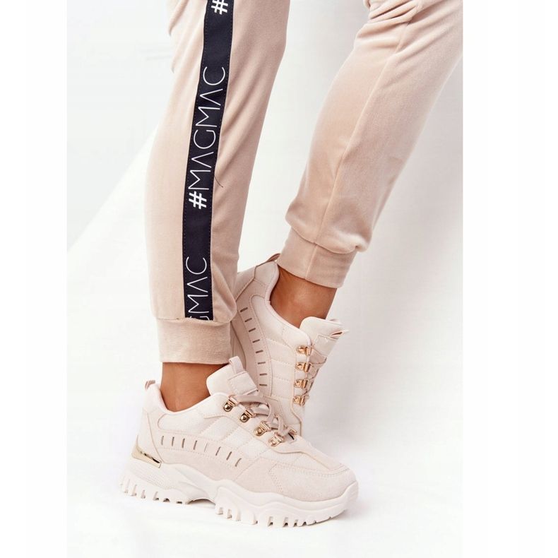 PS1 Kvinnors Beige sneakers Bra humör på stor sula 2