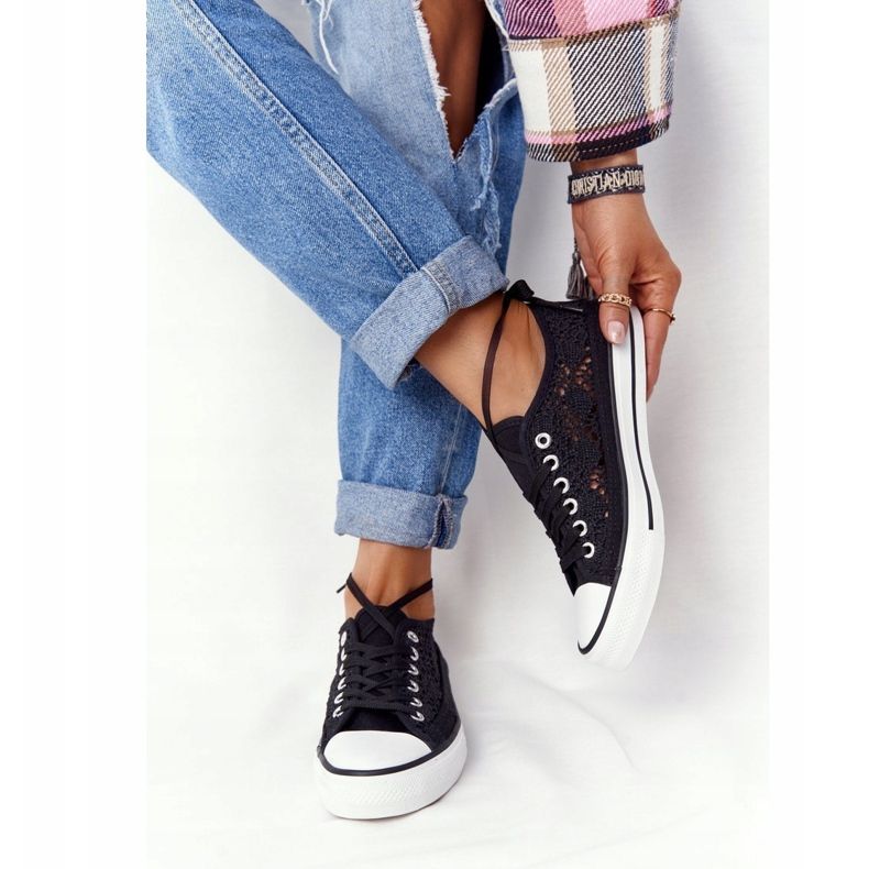 FB2 Candice sneakers för kvinnor med svart spets 1
