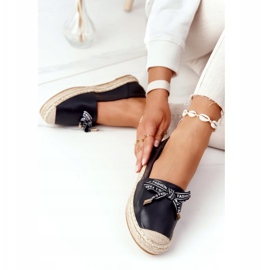 S.Barski Svart S. Barski Espadrilles på halmsula 1