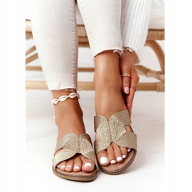 S.Barski Eleganta damtofflor S. Barski Gold beige gyllene 1