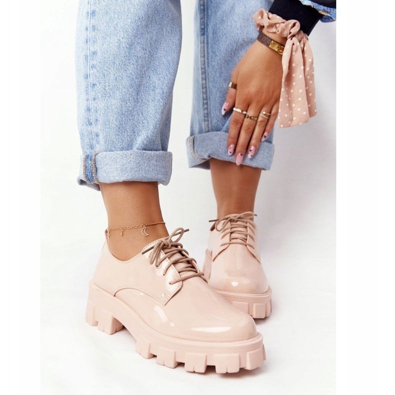 PS1 Oxfords för kvinnor på Naken Imogen -plattformen beige rosa 1